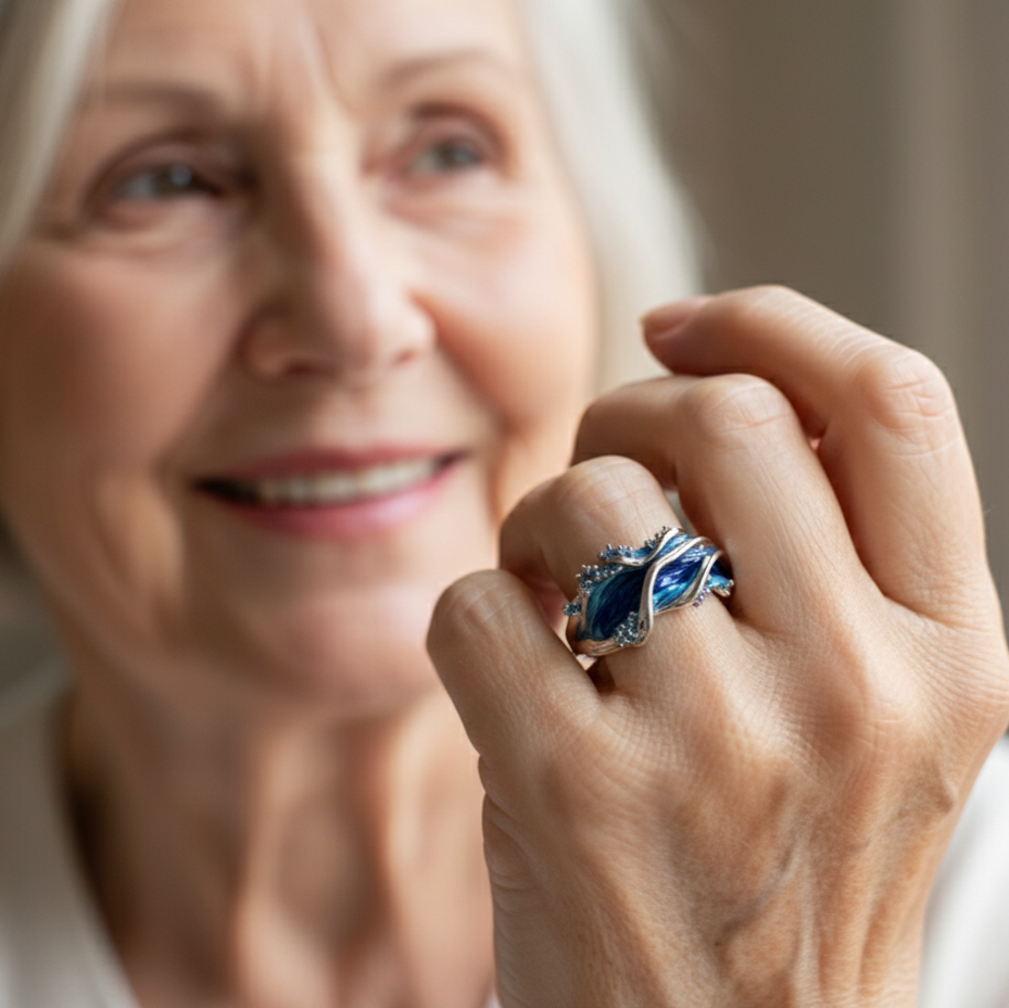 Vintage oceaan golvende ring